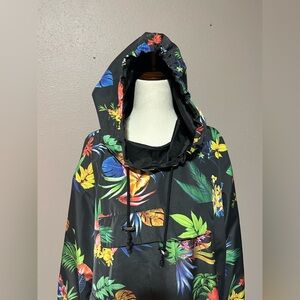 Bershka Wind breaker tropical floral print hoodie.